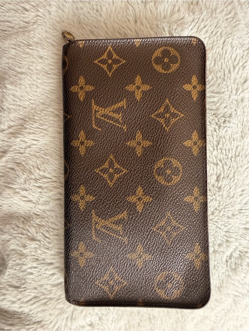 Authentic Louis Vuitton Monogram Zip Around Wallet - Brown & Tan